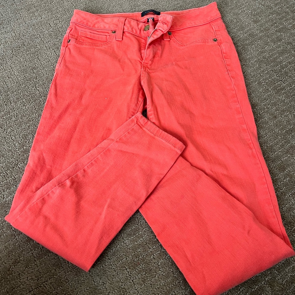 Bebe orange cropped skinny jeans